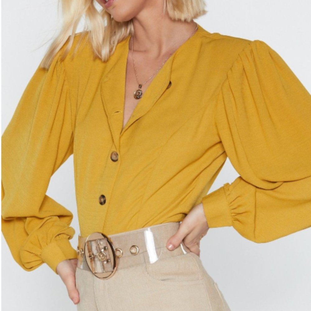 Nasty Gal Let's Get Button-Down to Business Blouse
